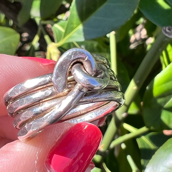 VINTAGE 925 STERLING SILVER MODERNIST KNOT WIDE BAND RING UNISEX HEAVY SOLID